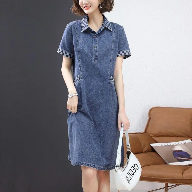 牛仔连衣裙女夏季2025新款妈妈气质洋气休闲大码爆款衬衫裙子长款