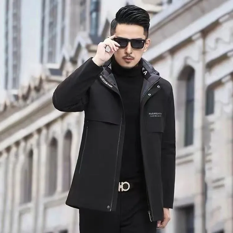  派克服男士时尚冬季可脱卸男款加厚中长款保暖秋冬商务潮流休闲