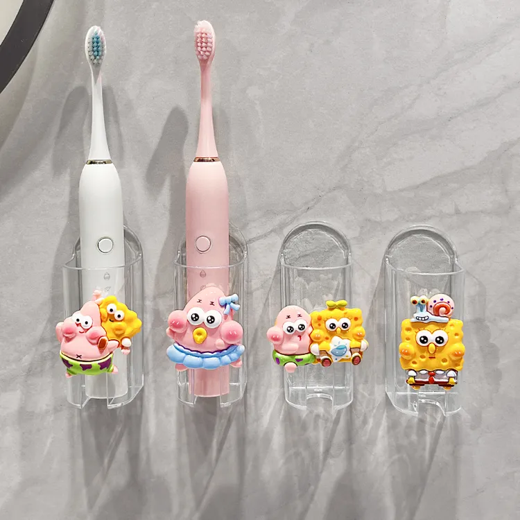 2024新款电动牙刷置物架免打孔可爱卡通卫生间壁挂式牙刷收纳架子
