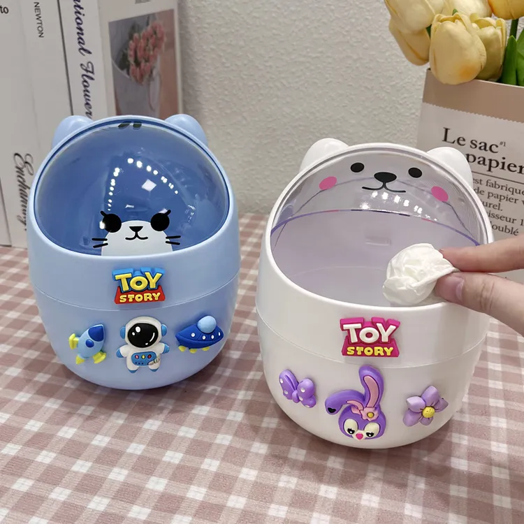 桌面垃圾桶可爱小号带盖高颜值办公桌上迷你垃圾桶家用纸篓收纳桶