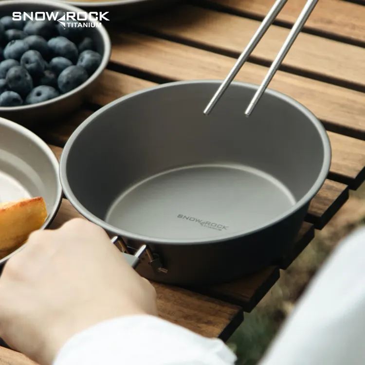 Snow rock户外纯钛折叠柄雪拉碗300/500ml/600ml(手柄不锈钢)