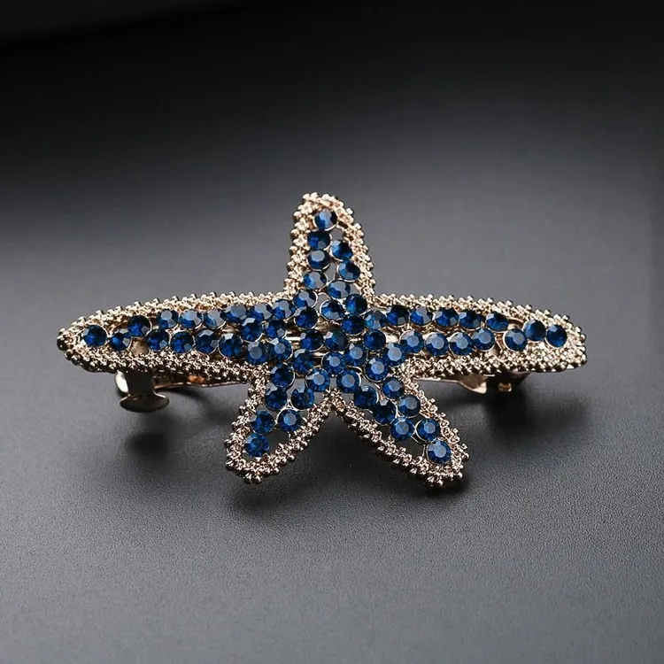 海星发夹女后脑勺轻奢发卡水钻夹子头饰弹簧夹半扎发横夹成人顶夹