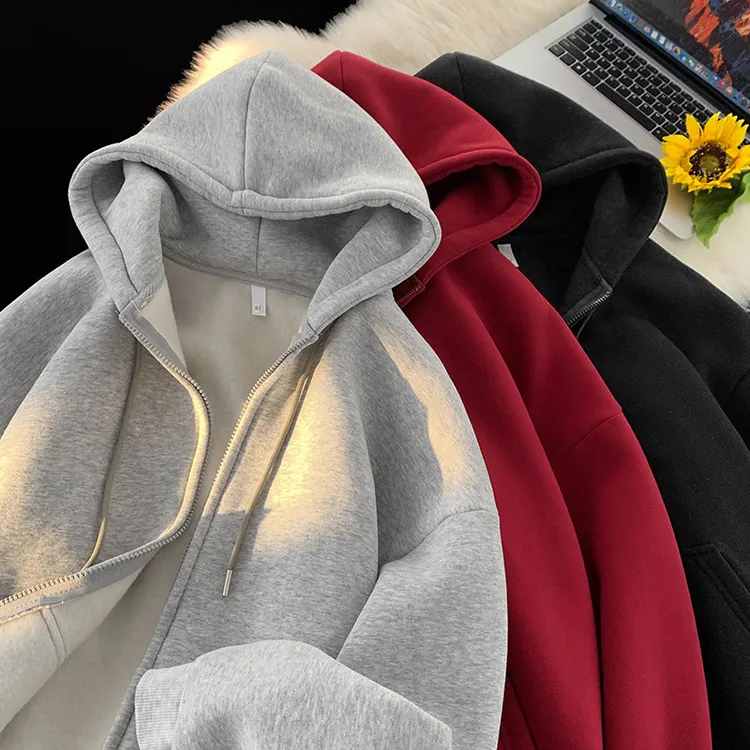 港风高街连帽开衫卫衣男宽松百搭休闲潮流外套