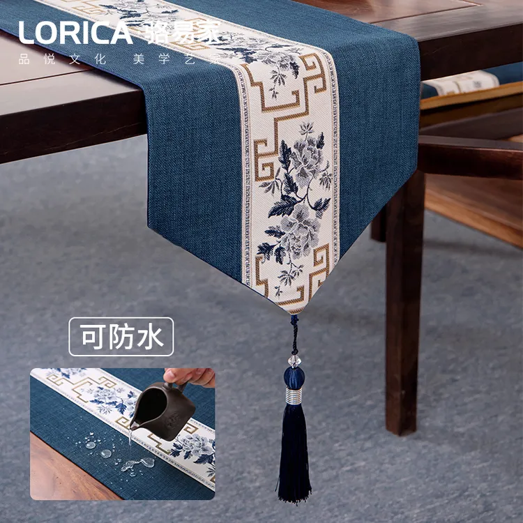 骆易家【国色芳华】桌旗茶桌垫布新中式防水茶席垫茶台垫布茶桌布置商品图