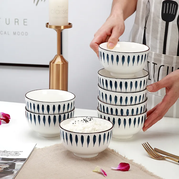 孟垣千叶草4.5英寸家用陶瓷釉下彩网红学生米饭碗吃饭碗瓷碗家用