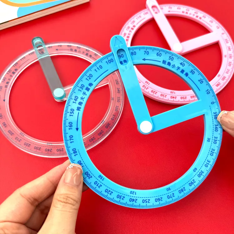 新款360度活动角演示器小学二年级教具量角器直角锐角尺画角尺子