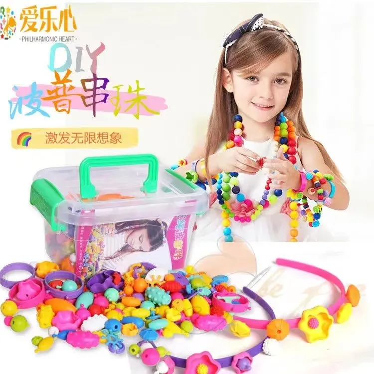 【108颗+发箍+手环】百变无绳波普珠串珠diy手工儿童戒指项链