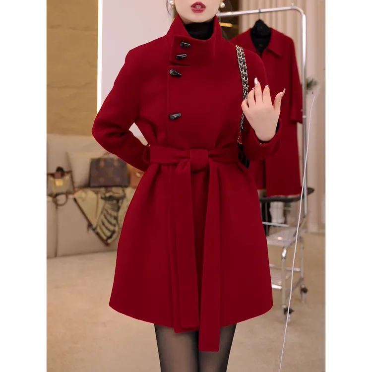 韩版高级感名媛毛呢外套2025秋冬新款防风抗寒保暖百搭通勤大衣女