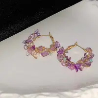 oushipei/欧诗佩 铜合金仿水晶手链 小众气质淡紫色水晶耳圈耳环