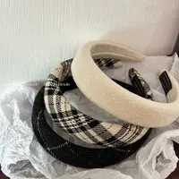 【拍一发三】复古格纹拼色发箍质感秋冬海绵高颅顶显脸小头箍