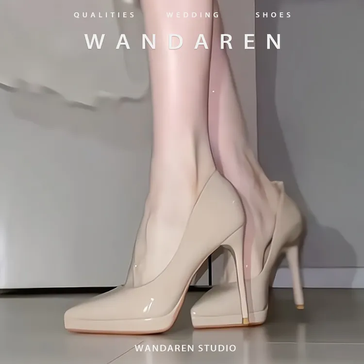 裸色浅口高跟鞋女细跟2026新款防水台不累脚单鞋气质尖头职业鞋商品图