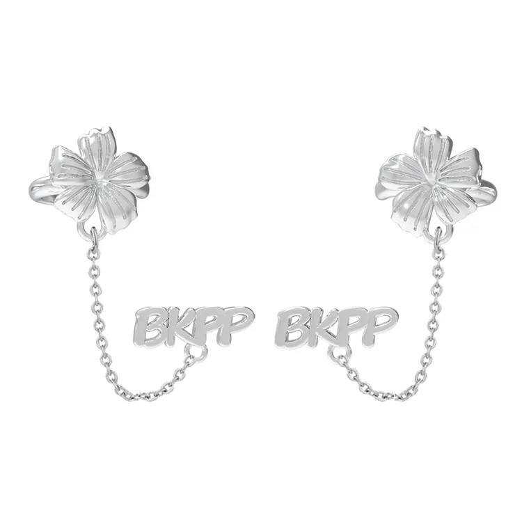 铜合金耳饰 慕Ter原创设计 bkpp扶桑花链条耳钉耳夹