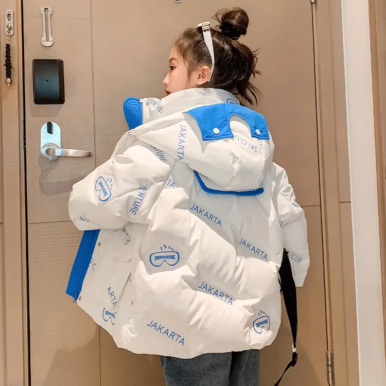 女童羽绒服冬装2023新款儿童羽绒服时髦大童白鸭绒压花字母羽绒服