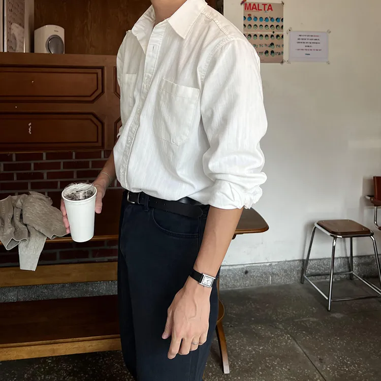 ascloqiao春夏简约衬衫男韩版亚麻白色衬衣休闲百搭痞帅翻领高级