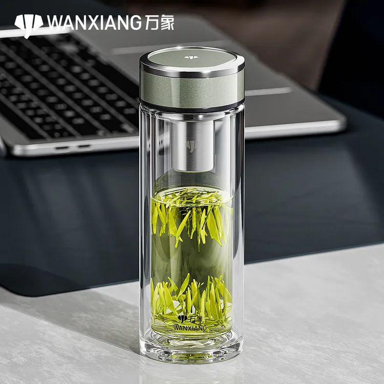 万象双层玻璃杯高颜值轻奢商务水杯礼盒办公茶杯高档车载