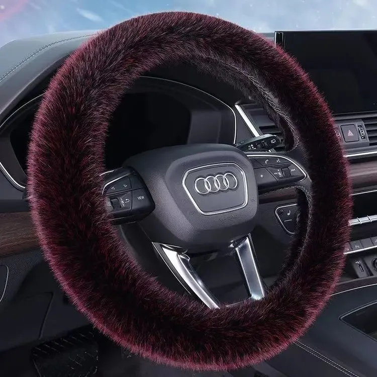 新款仿花狐貂冬季保暖防滑毛绒方向盘套通用型汽车把套舒适手感