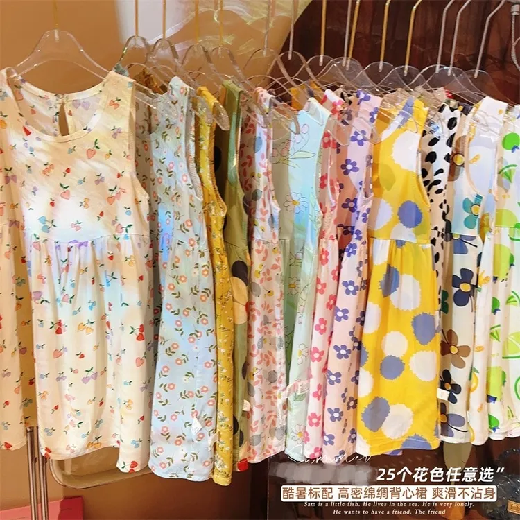 女童夏季连衣裙轻薄凉爽棉绸碎花公主裙2025夏天新款吊带裙沙滩裙