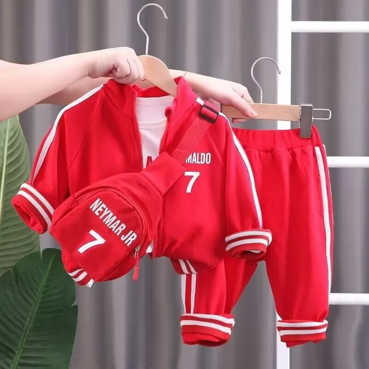 【粉丝专享】套装儿童小童童装帅气春秋装潮上衣裤子T恤三件套包包