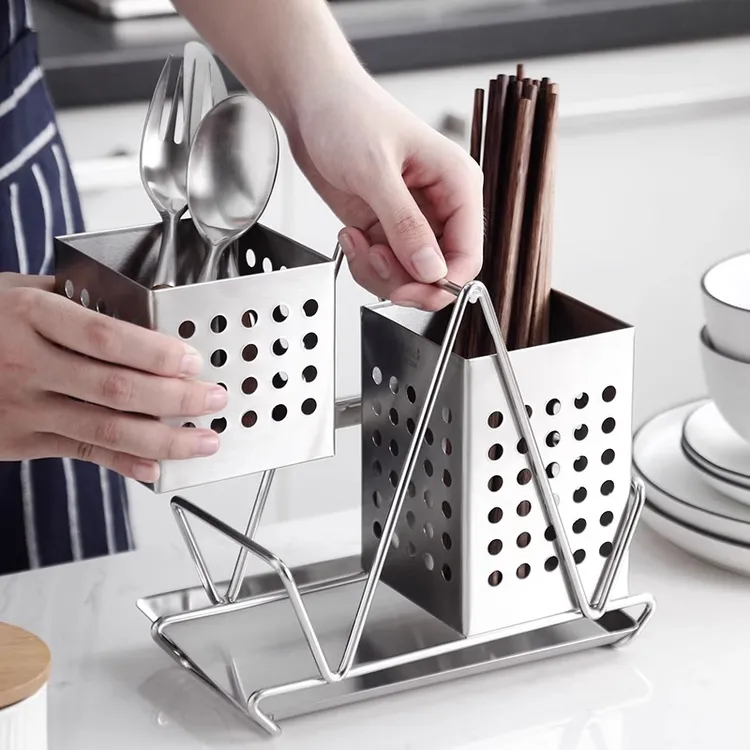 304不锈钢筷子筒家用筷筒多功能置物架筷子笼沥水筷子桶筷篓筷笼