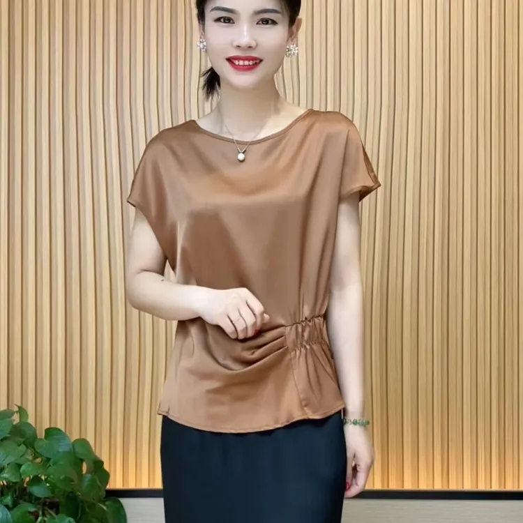 夏季新款百搭衣服显瘦上衣时尚洋气圆领打底衫短袖休闲小衫爆款25