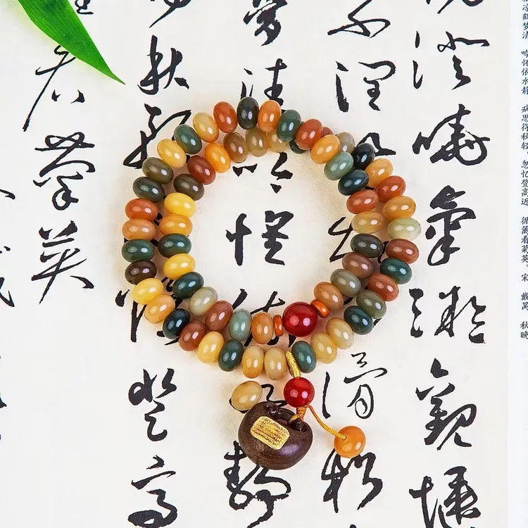 敦煌双圈菩提根算盘珠手串精美福袋吊饰文化礼品