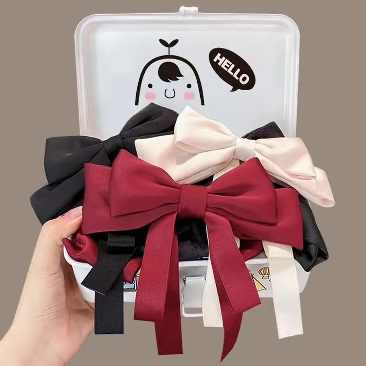 大蝴蝶结发饰高端发夹后脑勺高级感飘带头饰2023新款顶夹发卡女