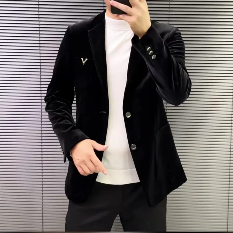 1393秋冬季双11丝绒西服休闲酷商务简欧高级感帅气潮流高品质轻奢