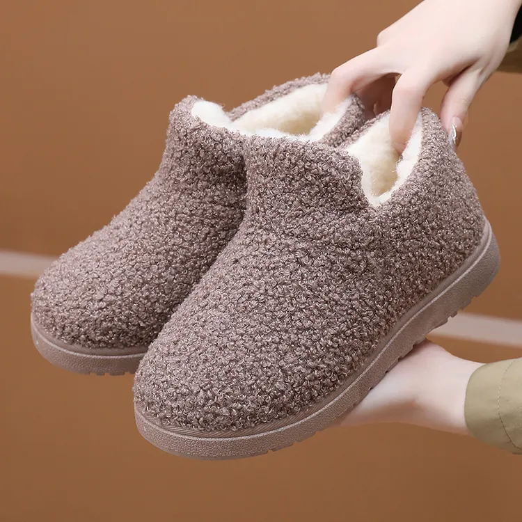 老北京棉鞋女加绒保暖妈妈棉鞋防滑一脚蹬中老年棉鞋女软底雪地靴