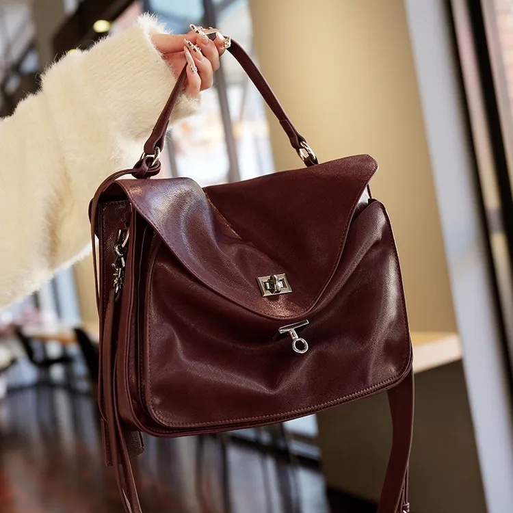 GELANDAI戈兰黛时尚复古邮差包潮流手提单肩斜挎大容量女包1501