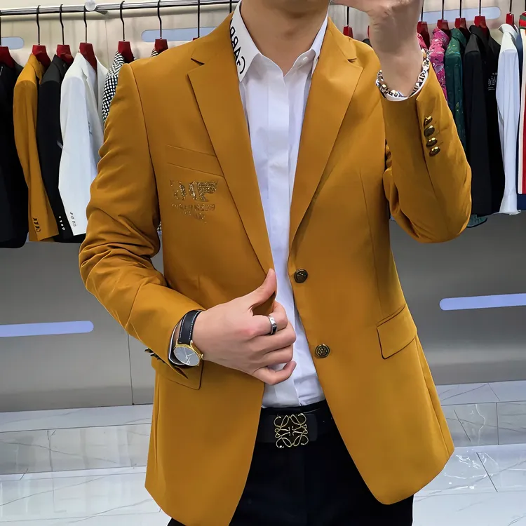 男士春季新款潮流帅气时尚休闲修身纯色小西装春秋小西服商务韩版