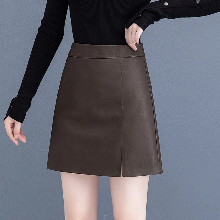 气质时尚小皮裙显瘦半身裙春秋韩版爆款百搭黑色高腰aA字包臀短裙