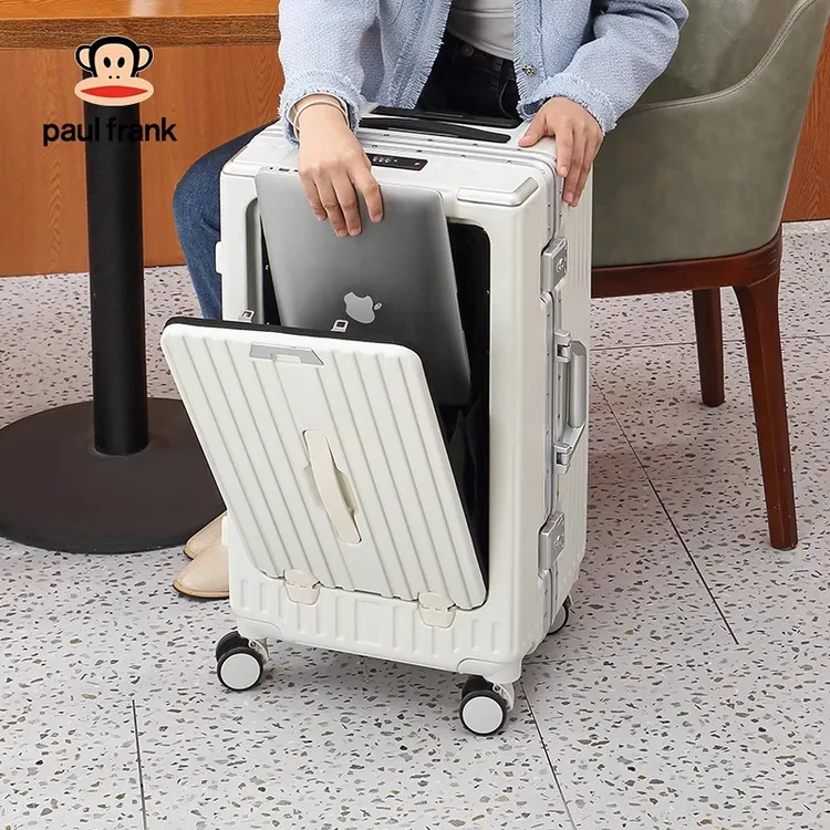 paul frank/大嘴猴大嘴猴卡扣行李箱前开盖大容量铝框旅行箱PF692