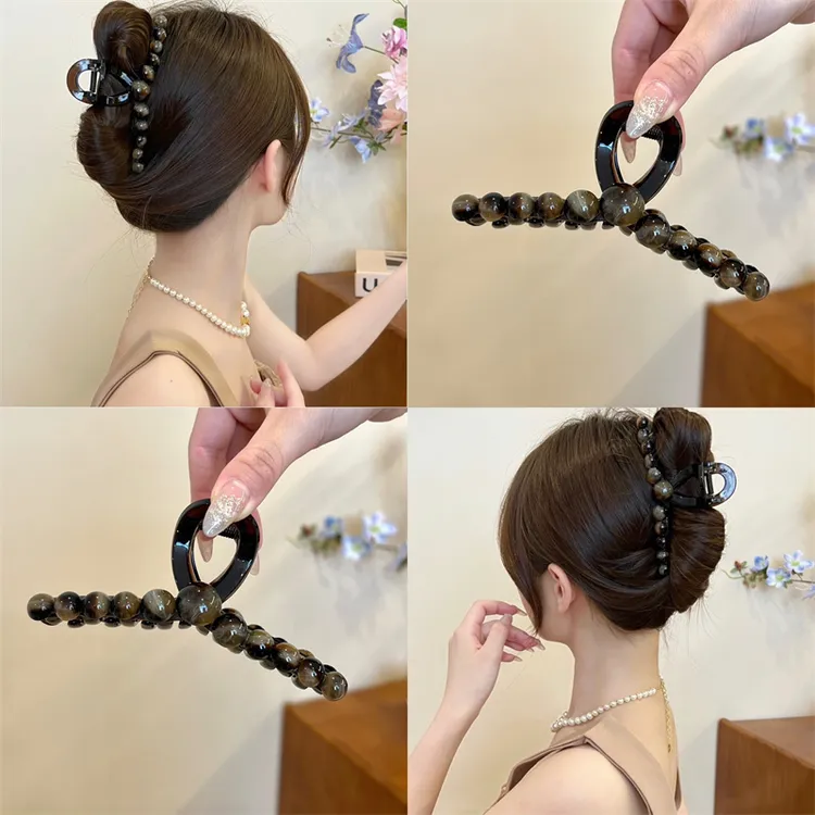 熹金 渐变圆形抓夹女2024新款高级感头饰发夹后脑勺鲨鱼夹子发饰