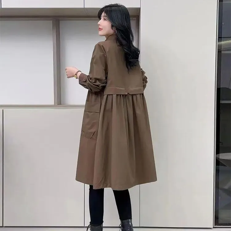 2025新款春秋季妈妈装风衣女中长款韩版宽松时尚流行英伦百搭外套