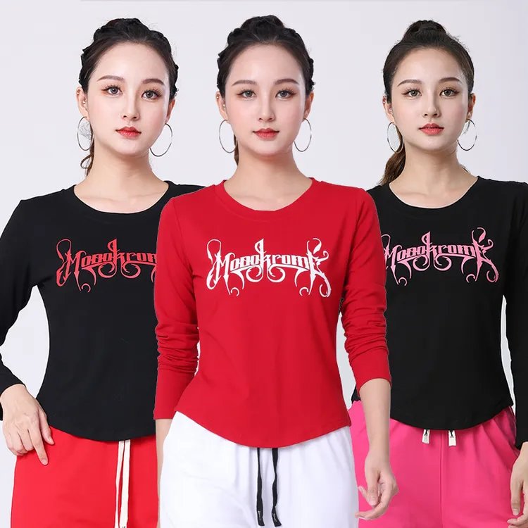 秋季新款圆领T恤字母修身显瘦时尚百搭长袖女装上衣