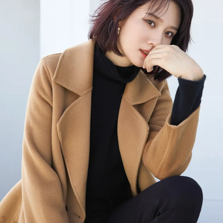 呢子大衣秋冬女过膝外套西装修身中长款毛呢大衣羊毛气质双面高端