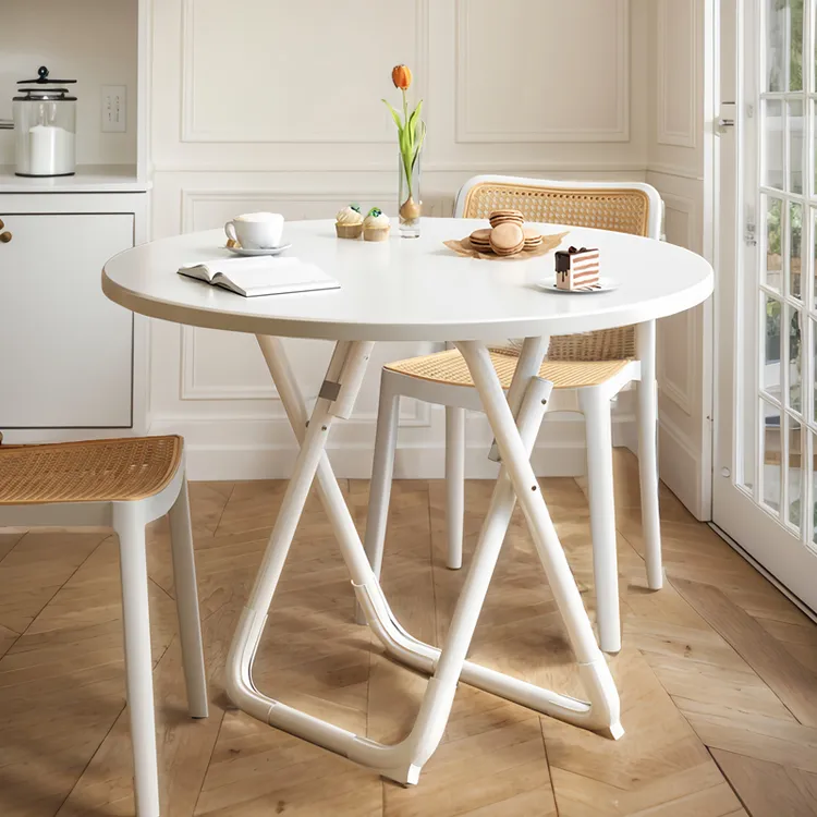 小桌子可折叠餐桌家用户型阳台圆桌出租屋用经济型饭桌椅便携摆摊
