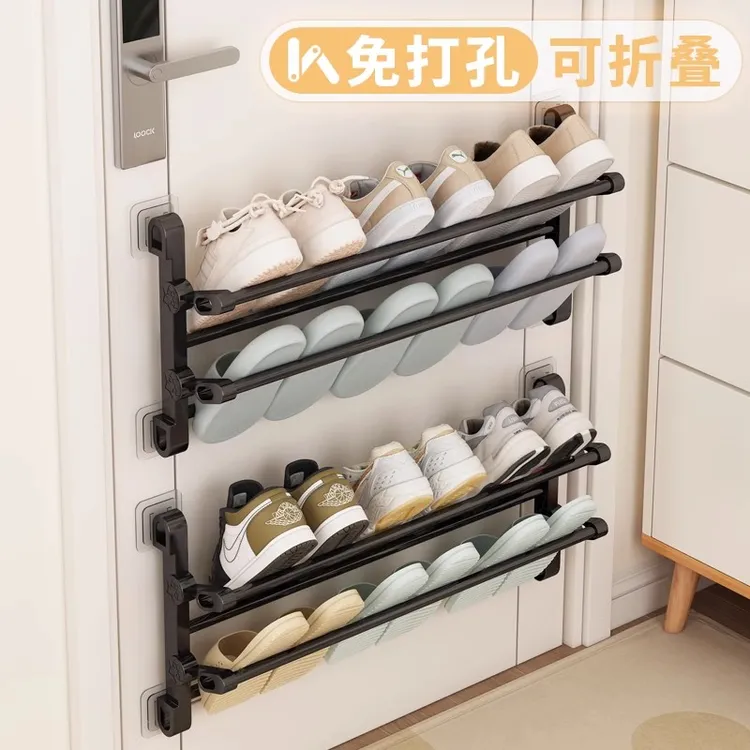 门后鞋架小窄门口壁挂式宿舍出租房用门上鞋子收纳架拖鞋架子进门