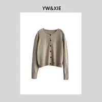 YW&XIE《6018》北欧小众独立设计通勤圆领简约修身针织开衫