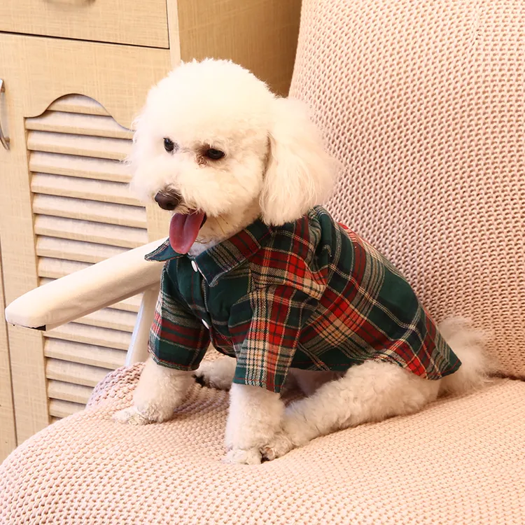 新款格子衬衫狗衣服中小型犬泰迪博美可选狗衣服春秋冬衣服柔软