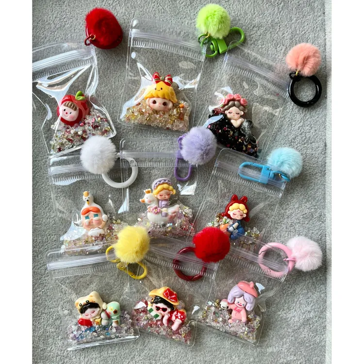 可爱卡通树脂娃包公仔挂件手机链DIY（三三家娃）款式随机发