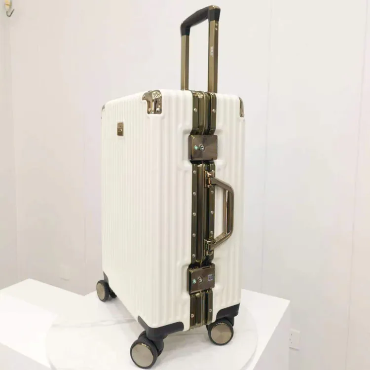 安路尔茶金铝框20寸登机行李箱旅行箱ABS+PC材质静音万向轮免托运