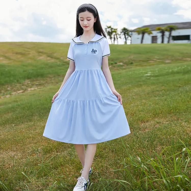 女大童连衣裙夏装2025新款洋气儿童高端裙子女童夏款学生过膝长裙