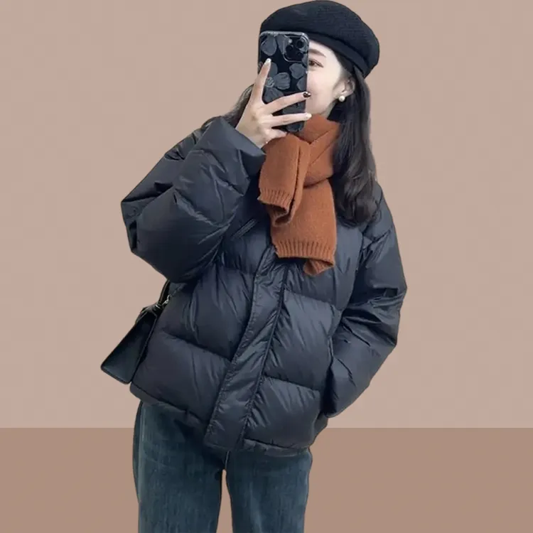 黑色面包服女短款2026秋冬小个子加厚保暖时尚高级感休闲纯色外套