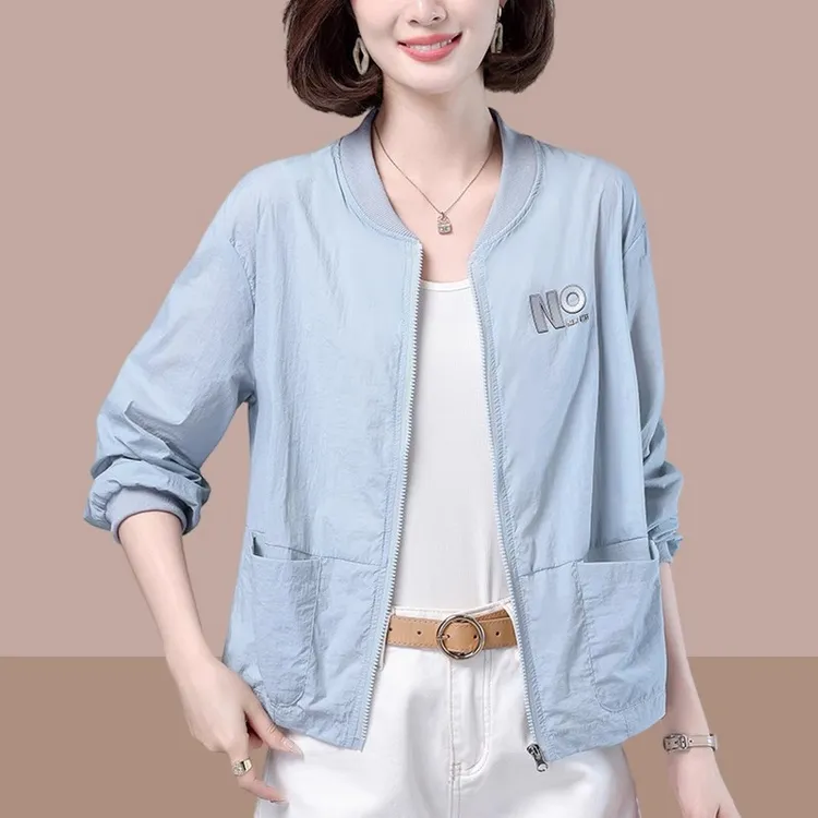 休闲轻薄防晒衣女短款长袖棒球服2025夏季新款宽松洋气防晒服外套