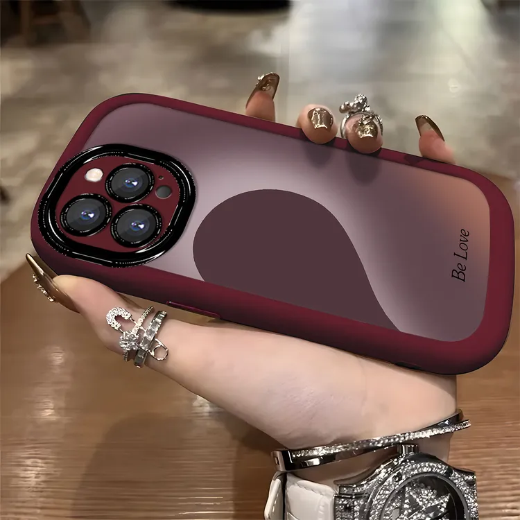 适用于【苹果】12ProMax渐变半边爱心简约高级感防摔手机壳