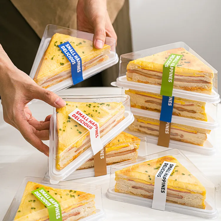 网红三明治包装盒防雾三角三文治打包盒子一次性商用透明吐司盒