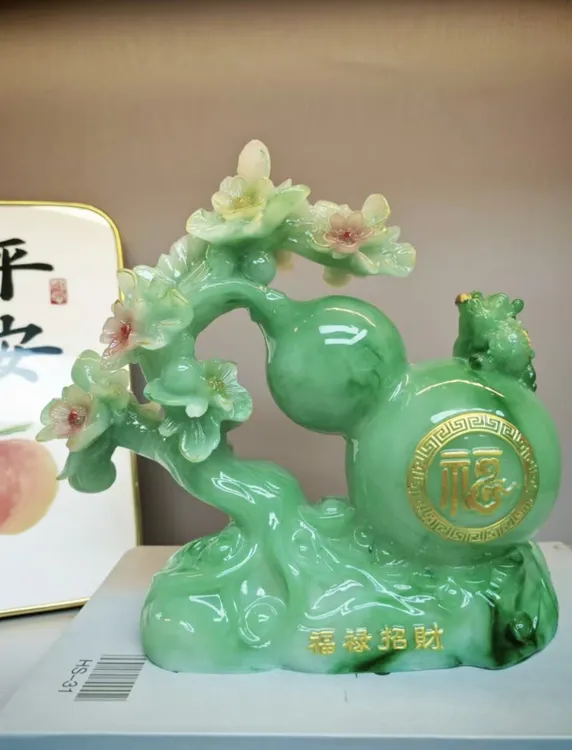 新款金蟾玉葫芦高端轻奢客厅玄关电视柜酒柜装饰摆件