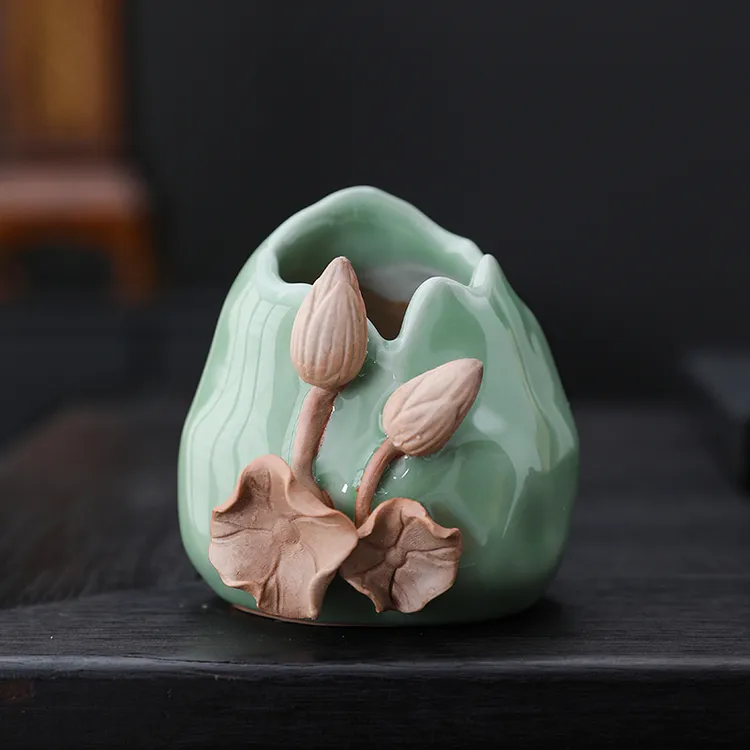 青瓷花瓶花器水培花瓶手工新中式陶瓷摆件装饰客厅电视柜家居创意