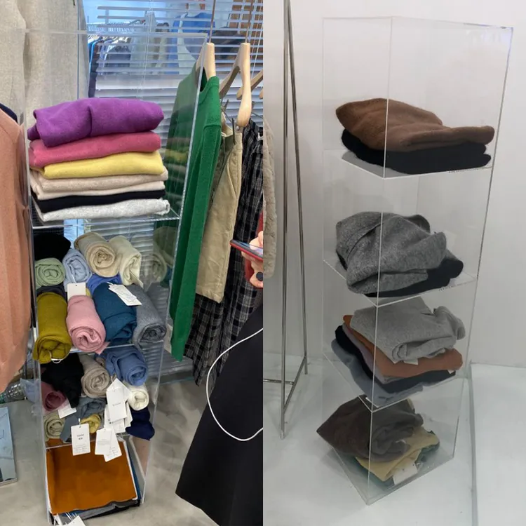 服装店收纳透明展柜亚克力多层展示架鞋子包包饰品陈列置物架货架